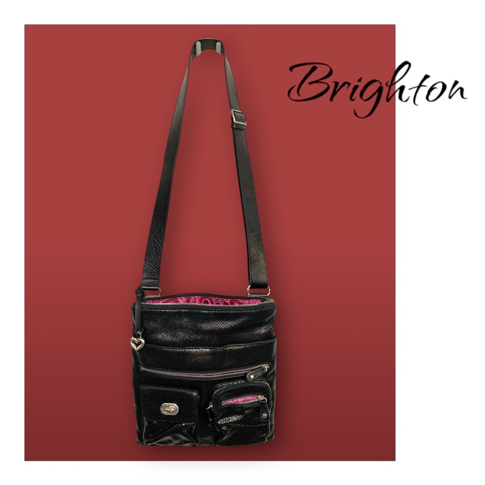 EUC - *Rare* Vintage BRIGHTON Blondie Snakeskin Embossed Large Crossbody